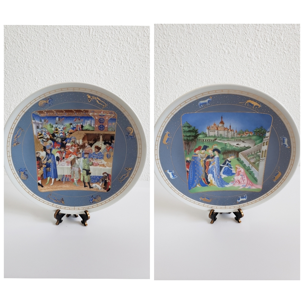 Set of 2 D'Arceau Limoges Plate “Janvier” Very Rich Hours of Jean ~ Jean…